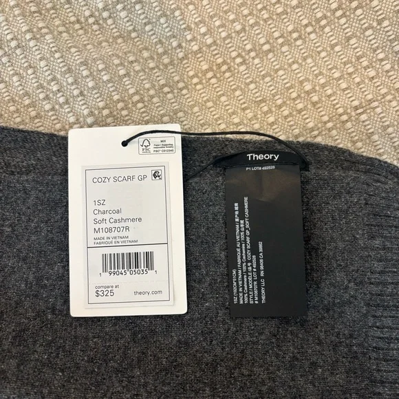 Theory Charcoal Cashmere Scarf
